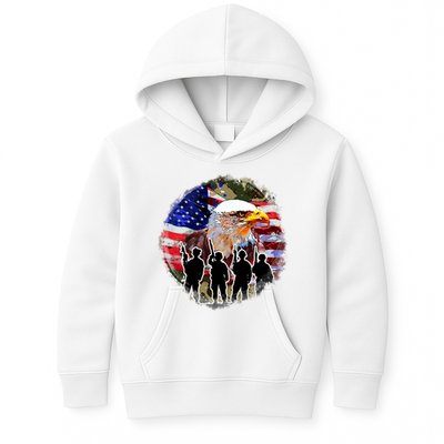US Patriotic Eagle Soldier  Military Kids Hoodie