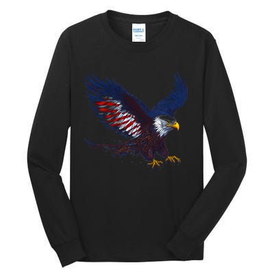 USA Patriotic Eagle Flag 4th Of July Tall Long Sleeve T-Shirt