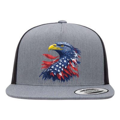 USA Patriotic Eagle Flag Flat Bill Trucker Hat