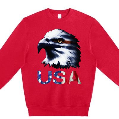 USA Patriotic Eagle Head 4th Of July Independence Day Premium Crewneck Sweatshirt