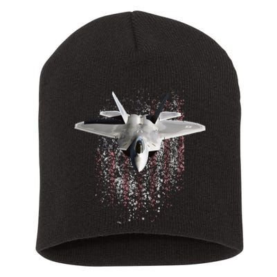 USA Patriotic Fighter Jet American Flag Design For Patriots Short Acrylic Beanie