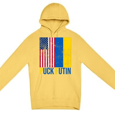 Ukraine Puck Futin USA Flag Premium Pullover Hoodie