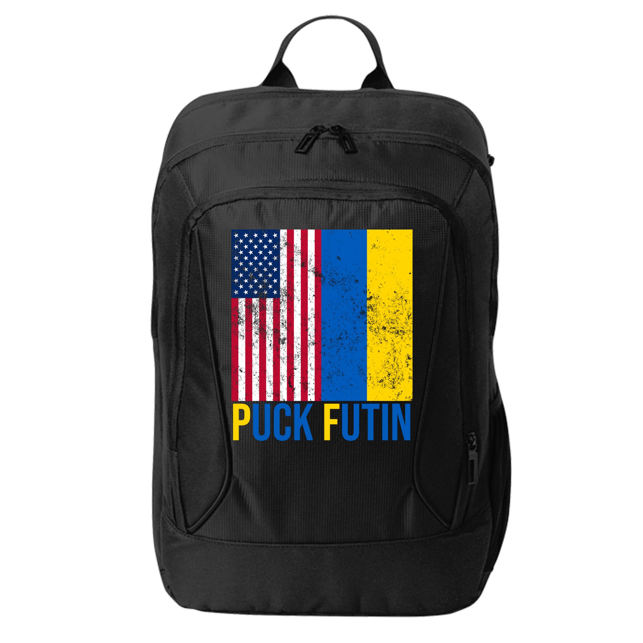 Ukraine Puck Futin USA Flag City Backpack