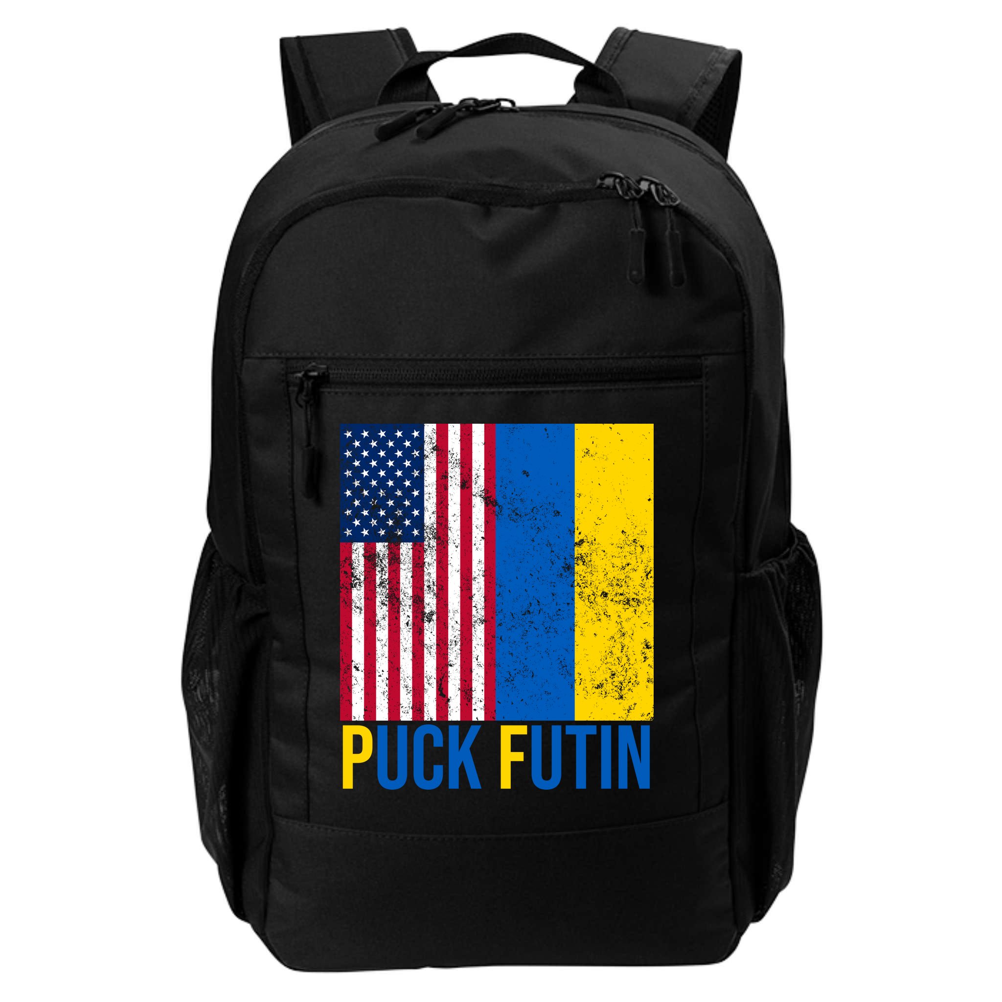 Ukraine Puck Futin USA Flag Backpack