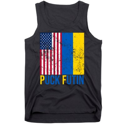 Ukraine Puck Futin USA Flag Tank Top