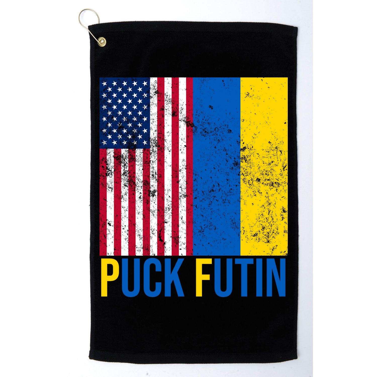 Ukraine Puck Futin USA Flag Golf Towel