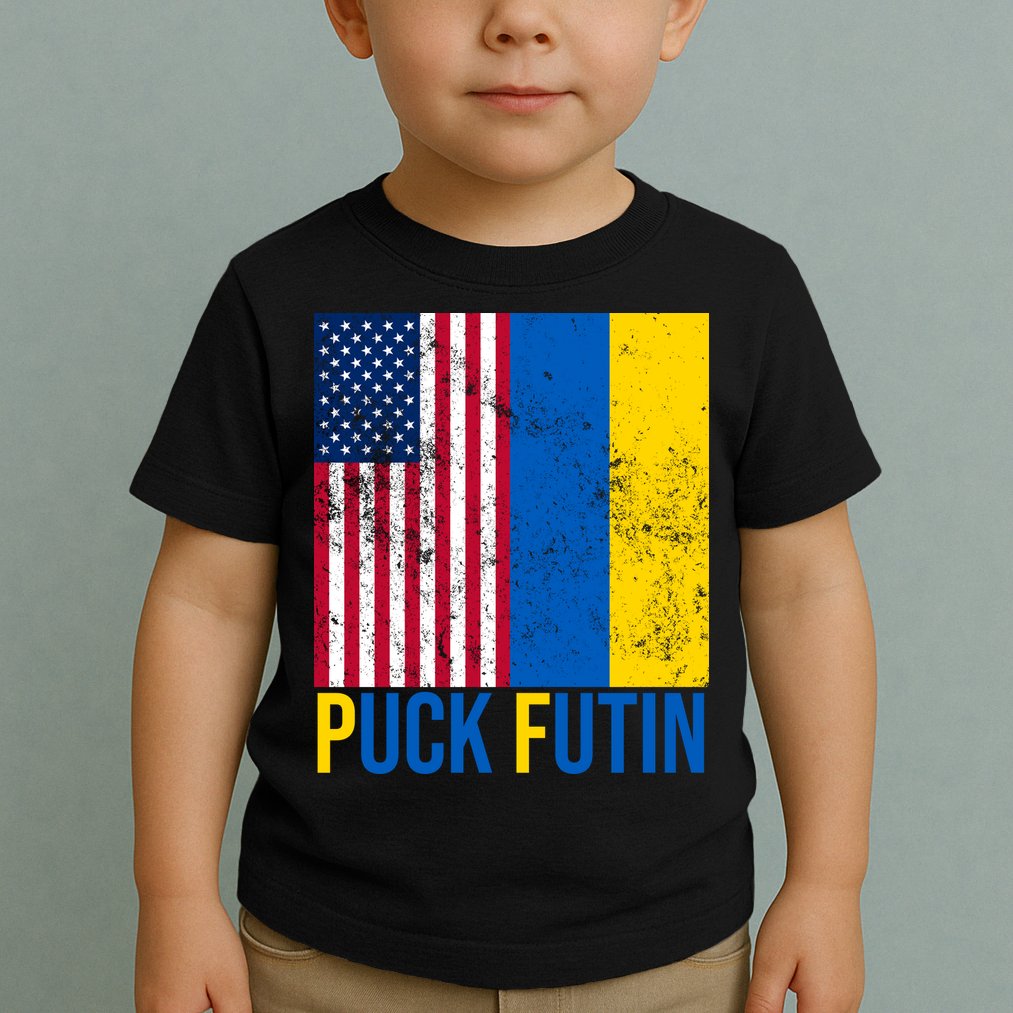 Ukraine Puck Futin USA Flag Toddler T-Shirt