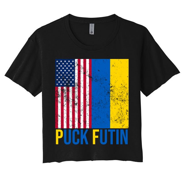 Ukraine Puck Futin USA Flag Crop Top