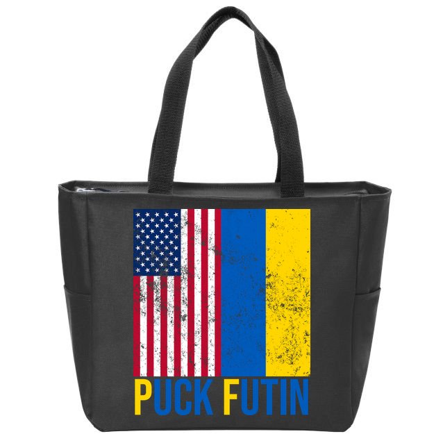 Ukraine Puck Futin USA Flag Zip Tote Bag