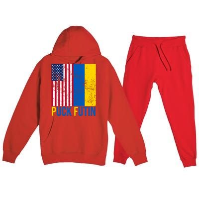 Ukraine Puck Futin USA Flag Premium Hooded Sweatsuit Set