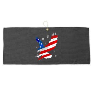 Usa Patriotic Flying Eagle Gift 4th Of July Large Microfiber Waffle Golf Towel