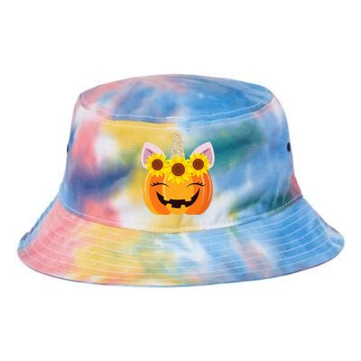 Unicorn Pumpkin Face Sunflower Costume Funny Halloween Gift Tie Dye Newport Bucket Hat