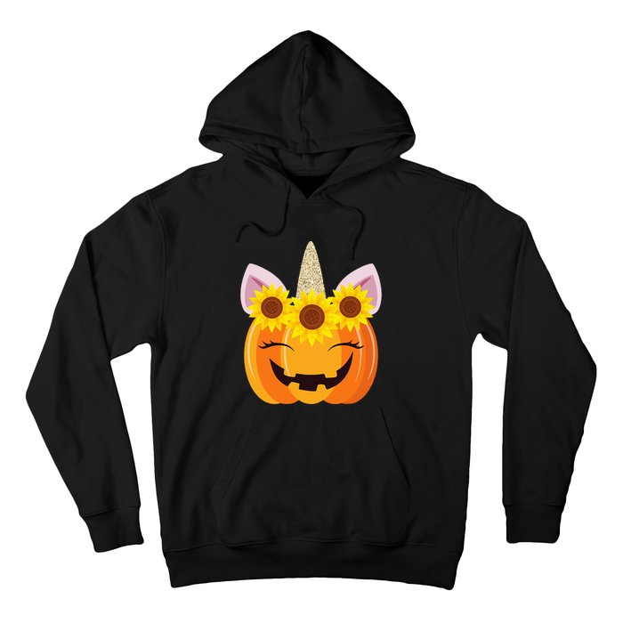 Unicorn Pumpkin Face Sunflower Costume Funny Halloween Gift Hoodie