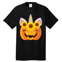 Unicorn Pumpkin Face Sunflower Costume Funny Halloween Gift Tall T-Shirt