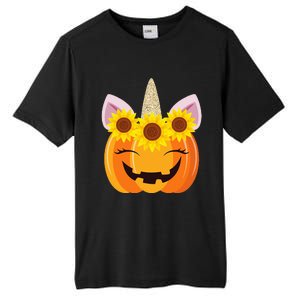 Unicorn Pumpkin Face Sunflower Costume Funny Halloween Gift Tall Fusion ChromaSoft Performance T-Shirt