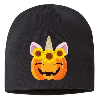 Unicorn Pumpkin Face Sunflower Costume Funny Halloween Gift Sustainable Beanie