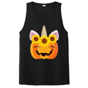 Unicorn Pumpkin Face Sunflower Costume Funny Halloween Gift PosiCharge Competitor Tank