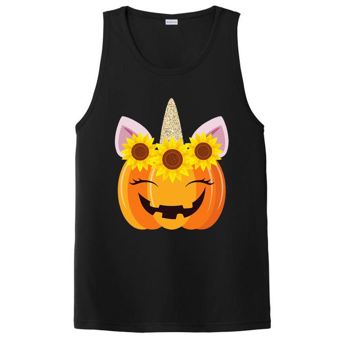 Unicorn Pumpkin Face Sunflower Costume Funny Halloween Gift PosiCharge Competitor Tank