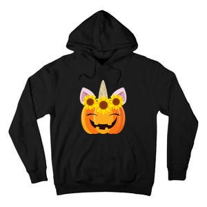 Unicorn Pumpkin Face Sunflower Costume Funny Halloween Gift Tall Hoodie