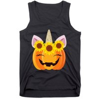 Unicorn Pumpkin Face Sunflower Costume Funny Halloween Gift Tank Top