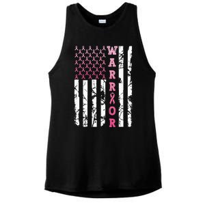 USA Pink Flag Awareness Month October Breast Cancer Warrior Ladies PosiCharge Tri-Blend Wicking Tank