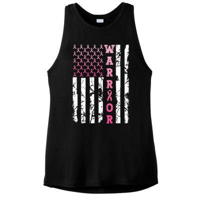 USA Pink Flag Awareness Month October Breast Cancer Warrior Ladies PosiCharge Tri-Blend Wicking Tank