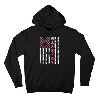 USA Pink Flag Awareness Month October Breast Cancer Warrior Hoodie