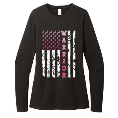 USA Pink Flag Awareness Month October Breast Cancer Warrior Womens CVC Long Sleeve Shirt