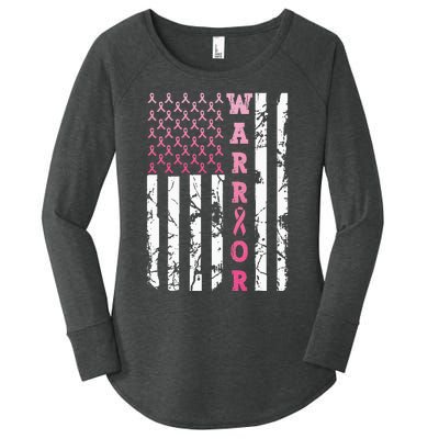 USA Pink Flag Awareness Month October Breast Cancer Warrior Women's Perfect Tri Tunic Long Sleeve Shirt