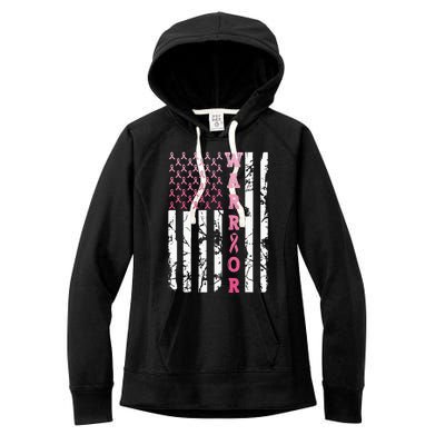 USA Pink Flag Awareness Month October Breast Cancer Warrior Women's Fleece Hoodie