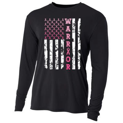 USA Pink Flag Awareness Month October Breast Cancer Warrior Cooling Performance Long Sleeve Crew