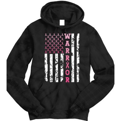 USA Pink Flag Awareness Month October Breast Cancer Warrior Tie Dye Hoodie