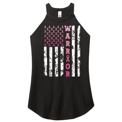 USA Pink Flag Awareness Month October Breast Cancer Warrior Women's Perfect Tri Rocker Tank