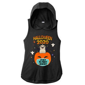 Unicorn Pug Halloween Pumpkin Face Mask Stay 6 Feet Away Fun Funny Gift Ladies PosiCharge Tri-Blend Wicking Draft Hoodie Tank