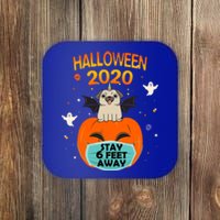 Unicorn Pug Halloween Pumpkin Face Mask Stay 6 Feet Away Fun Funny Gift Coaster