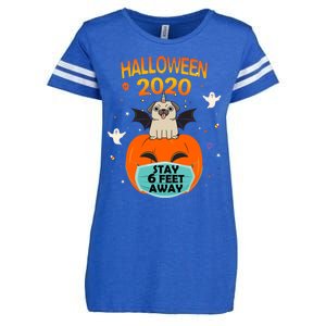 Unicorn Pug Halloween Pumpkin Face Mask Stay 6 Feet Away Fun Funny Gift Enza Ladies Jersey Football T-Shirt