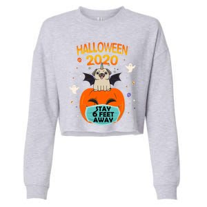 Unicorn Pug Halloween Pumpkin Face Mask Stay 6 Feet Away Fun Funny Gift Cropped Pullover Crew