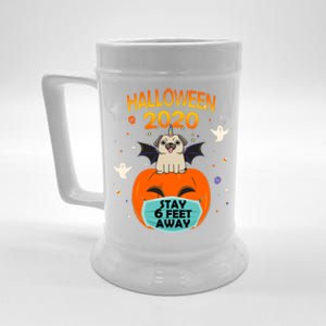 Unicorn Pug Halloween Pumpkin Face Mask Stay 6 Feet Away Fun Funny Gift Beer Stein