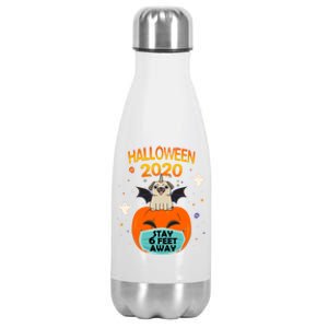 Unicorn Pug Halloween Pumpkin Face Mask Stay 6 Feet Away Fun Funny Gift Stainless Steel Insulated Water Bottle