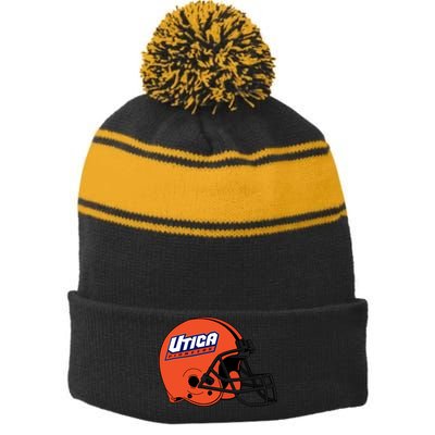 Utica Pioneers Helmet Stripe Pom Pom Beanie