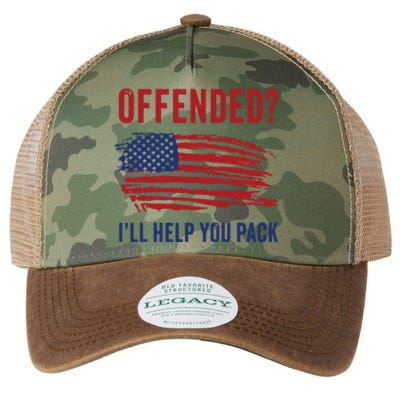 Usa Patriot Humor Offended Ill Help You Pack Funny Quote Legacy Tie Dye Trucker Hat