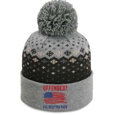 Usa Patriot Humor Offended Ill Help You Pack Funny Quote The Baniff Cuffed Pom Beanie