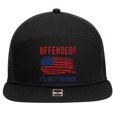 Usa Patriot Humor Offended Ill Help You Pack Funny Quote 7 Panel Mesh Trucker Snapback Hat