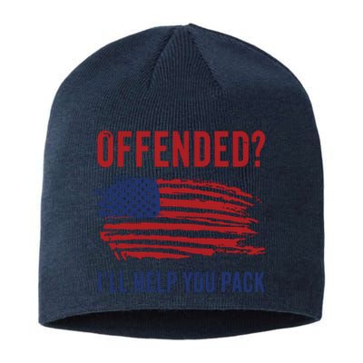 Usa Patriot Humor Offended Ill Help You Pack Funny Quote Sustainable Beanie