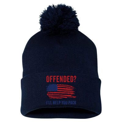 Usa Patriot Humor Offended Ill Help You Pack Funny Quote Pom Pom 12in Knit Beanie