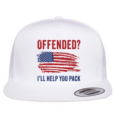 Usa Patriot Humor Offended Ill Help You Pack Funny Quote Flat Bill Trucker Hat