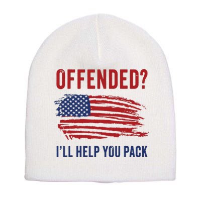 Usa Patriot Humor Offended Ill Help You Pack Funny Quote Short Acrylic Beanie