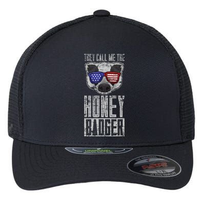 Us Pride Honey Badger Ratel Gift Honey Badger Flexfit Unipanel Trucker Cap