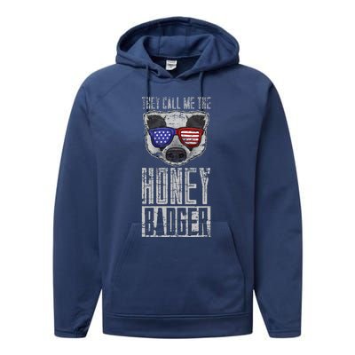 Us Pride Honey Badger Ratel Gift Honey Badger Performance Fleece Hoodie