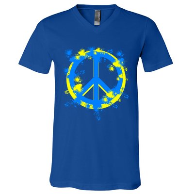 Ukraine Peace In Ukraine I Stand With Ukraine Flag Support Gift V-Neck T-Shirt